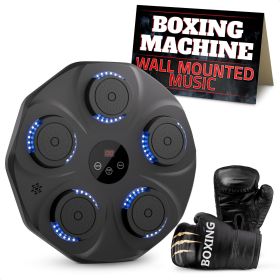 Music Boxing Machine for Adults Durable Wall Mounted Bluetooth Music Punching Machine with 9 Modes Shock Absorbing Pads LED Screen & Included Gloves B