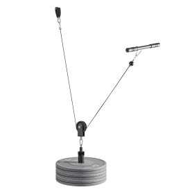Pulley System, 1 PC LAT and Lift Pulley System, Gym Rack Pulleys Attachment with two Steel Cables, Short Bar, Dual Grip Handles