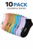 Helios Women's 10-Pack Assorted Color Breathable Comfort Socks
