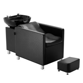 Shampoo Backwash Chair, 661.4LBS Loading Salon & Spa Hair Washing Station, Backwash Barber Shampoo Bowl and Chair