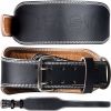 L Size Weight Lifting Belt, Leather Weight Lifting Belt for Men and Women with 4 inch Padded Lumbar Support Belt for Weightlifting Deadlift