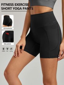 Plus Size Yoga Biker Shorts with Pockets ��� High Waist, Tummy Control Gym Leggings
