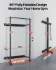 Folding Power Cage, Wall-Mounted Power Rack Squat Rack, Multifunctional Strength Training Workout Equipment with Landmine Holder