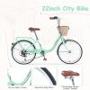 7 Speed City Bike With Basket , Steel Frame,Multiple Colors 22 Inch Girls Bicycle