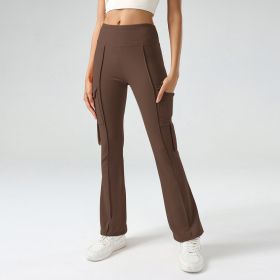 Winter Workwear Pockets Flared Pants (Option: Brown-S)