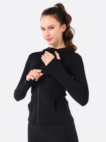 Hooded Jacket Yoga Clothes (Option: Black-M)