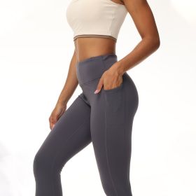 Adding Velvet In Winter Pocket Ankle Pants (Option: Grey-S)