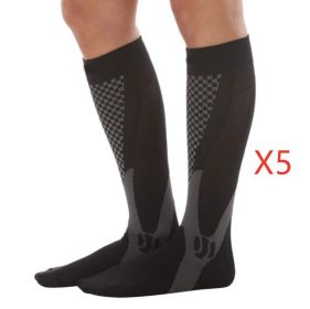 Compression Socks For Men&Women Best Graduated Athletic Fit For Running Flight Travel Boost Stamina Circulation&Recovery Socks (Option: Black 5PC-S M)