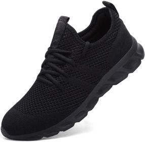 2022 Summer men's casual shoes light sneaker white large size outdoor breathable mesh fashion sports black running tennis shoes (Shoe Size: 45, Color: Black)