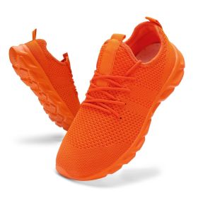 2022 Summer men's casual shoes light sneaker white large size outdoor breathable mesh fashion sports black running tennis shoes (Shoe Size: 45, Color: orange)