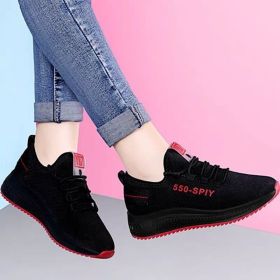 Women's Breathable Non-slip Platform Fashion 2022 Autumn New Casual Shoes Korean Running Shoes Black Sneakers shoes for women (Shoe Size: 38, Color: A550-red)