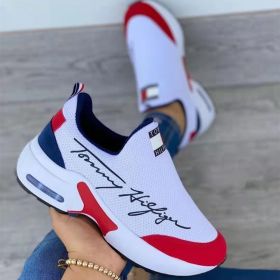 New Women Fashion Running Sneakers Platform Solid Color Flats Ladies Shoes Casual Breathable Wedge Heel Women Walking Sneaker (Shoe Size: 43, Color: White)