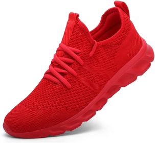 2022 Summer men's casual shoes light sneaker white large size outdoor breathable mesh fashion sports black running tennis shoes (Shoe Size: 44, Color: Red)