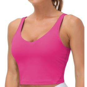 Womens' Sports Bra Longline Wirefree Padded with Medium Support (Color: rose, size: XS)