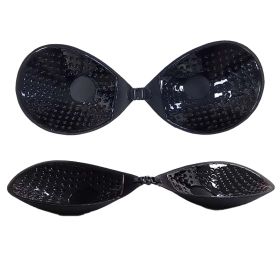 Adhesive Bra Strapless Sticky Invisible Push up Silicone Bra (Color: Black, size: A)