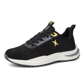 New spring and autumn comfortable soft sole men's fashion all-match sports shoes lightweight non-slip outdoor leisure men's single shoes leisure runni (Color: Black, size: 43)