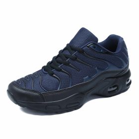 Men's shoes spring and autumn new all-palm air cushion running sneakers all-match trend men's platform casual shoes (Color: Dark blue, size: 46)