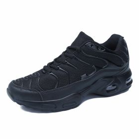 Men's shoes spring and autumn new all-palm air cushion running sneakers all-match trend men's platform casual shoes (Color: Black, size: 46)