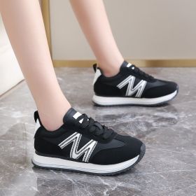 Autumn new women's sports shoes Forrest Gump shoes fashion trend all women casual sports shoes running shoes (Color: Black, size: 40)