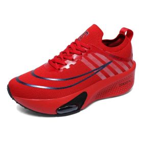 New men's and women's professional air cushion running shoes fashion trend match men's and women's sports shoes comfortable casual shoes 36-45 (Color: Red, size: 43)