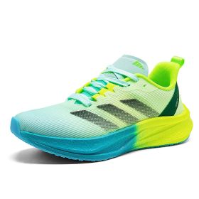 Summer new couple carbon plate sports shoes Breathable running sports shoes fashion men's and women's sports shoes (Color: Gray blue green, size: 40)