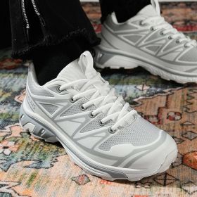 New men's outdoor mountaineering sneakers running shoes Fashion trend sneakers (Color: White, size: 43)