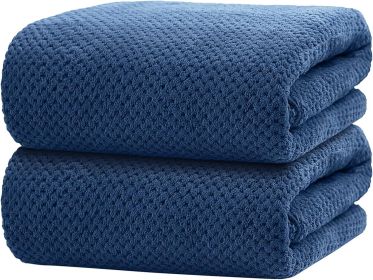 Bath Towels Pack of 2, (27 x 54 Inches) Microfiber Ultra Soft Highly Absorbent Bath Towel Set, Lightweight and Quick Drying Towels for Body, Sport (Color: Blue)