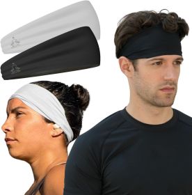 Sweat Band Workout Headbands for Women and Men - Sweatbands for Men - Moisture Wicking Sports Sweat Bands Headbands for Women, Running,Cycling,Yoga (Color: [2-Pack] 1-Black & 1-White)