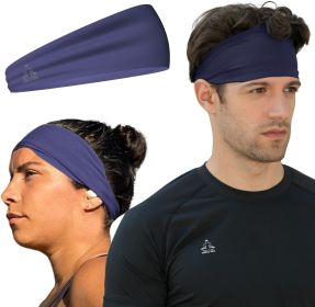 Sweat Band Workout Headbands for Women and Men - Sweatbands for Men - Moisture Wicking Sports Sweat Bands Headbands for Women, Running,Cycling,Yoga (Color: Navy)