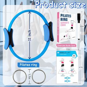 Pilates Ring Fitness Circle for Women - 15 Inch Magic Fitness Circle for Toning Inner & Outer Thighs, Bonus Pilates Equipment Thigh Master Guide. (Color: Blue)