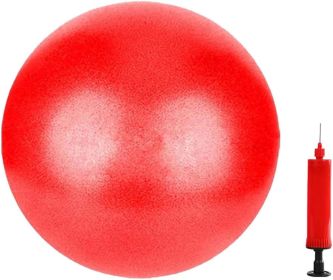 6-Inch Pilates Exercise Ball for Yoga, Barre, Fitness & Physical Therapy Squishy Balance Ball for Home Workouts Includes Pump for Easy Inflation (Color: Red)