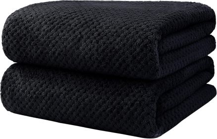 Bath Towels Pack of 2, (27 x 54 Inches) Microfiber Ultra Soft Highly Absorbent Bath Towel Set, Lightweight and Quick Drying Towels for Body, Sport (Color: Black)