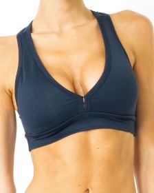 Helo Racerback V-Neck Athletic Sports Bra - Black (Color: Black, size: medium)