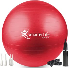 Exercise Ball Yoga Ball for Fitness, Balance, Stability, or Pregnancy, Gym Ball for Core Workout, Physical Therapy, Yoga Ball Chair for Office (Color: Red)