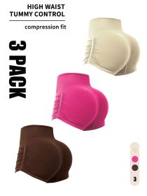 3 Pack Workout Shorts For Women Seamless Scrunch Butt Lifting High Waisted Yoga Gym Booty Running Short Pants (Color: 3PACK1, size: L)