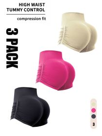 3 Pack Workout Shorts For Women Seamless Scrunch Butt Lifting High Waisted Yoga Gym Booty Running Short Pants (Color: 3PACK8, size: M)