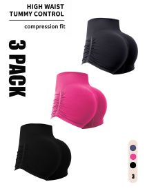 3 Pack Workout Shorts For Women Seamless Scrunch Butt Lifting High Waisted Yoga Gym Booty Running Short Pants (Color: 3PACK7, size: L)