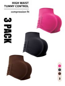 3 Pack Workout Shorts For Women Seamless Scrunch Butt Lifting High Waisted Yoga Gym Booty Running Short Pants (Color: 3PACK4, size: S)