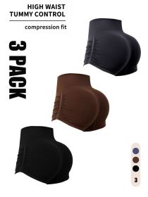 3 Pack Workout Shorts For Women Seamless Scrunch Butt Lifting High Waisted Yoga Gym Booty Running Short Pants (Color: 3PACK5, size: S)