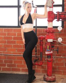 Bentley Set - Leggings & Sports Bra - Black & White (size: large)