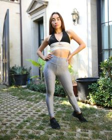 Bentley Halter-Neck Sports Bra - Black & White (size: medium)