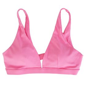 1Pc/3Pcs Women Deep V-Neck Sports Bras U-Shaped Back Sport Bras Padded Strappy Crop Open Back Low Impact Bras Sexy Fitness Tank Tops with Removable Pa (Color: pink, size: L)