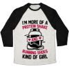I'M MORE OF A PROTEIN SHAKE AND RUNNING SHOES KINDA OF GIRL UNISEX TRI-BLEND BASEBALL TEE