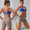 1Pc/3Pcs Women Deep V-Neck Sports Bras U-Shaped Back Sport Bras Padded Strappy Crop Open Back Low Impact Bras Sexy Fitness Tank Tops with Removable Pa